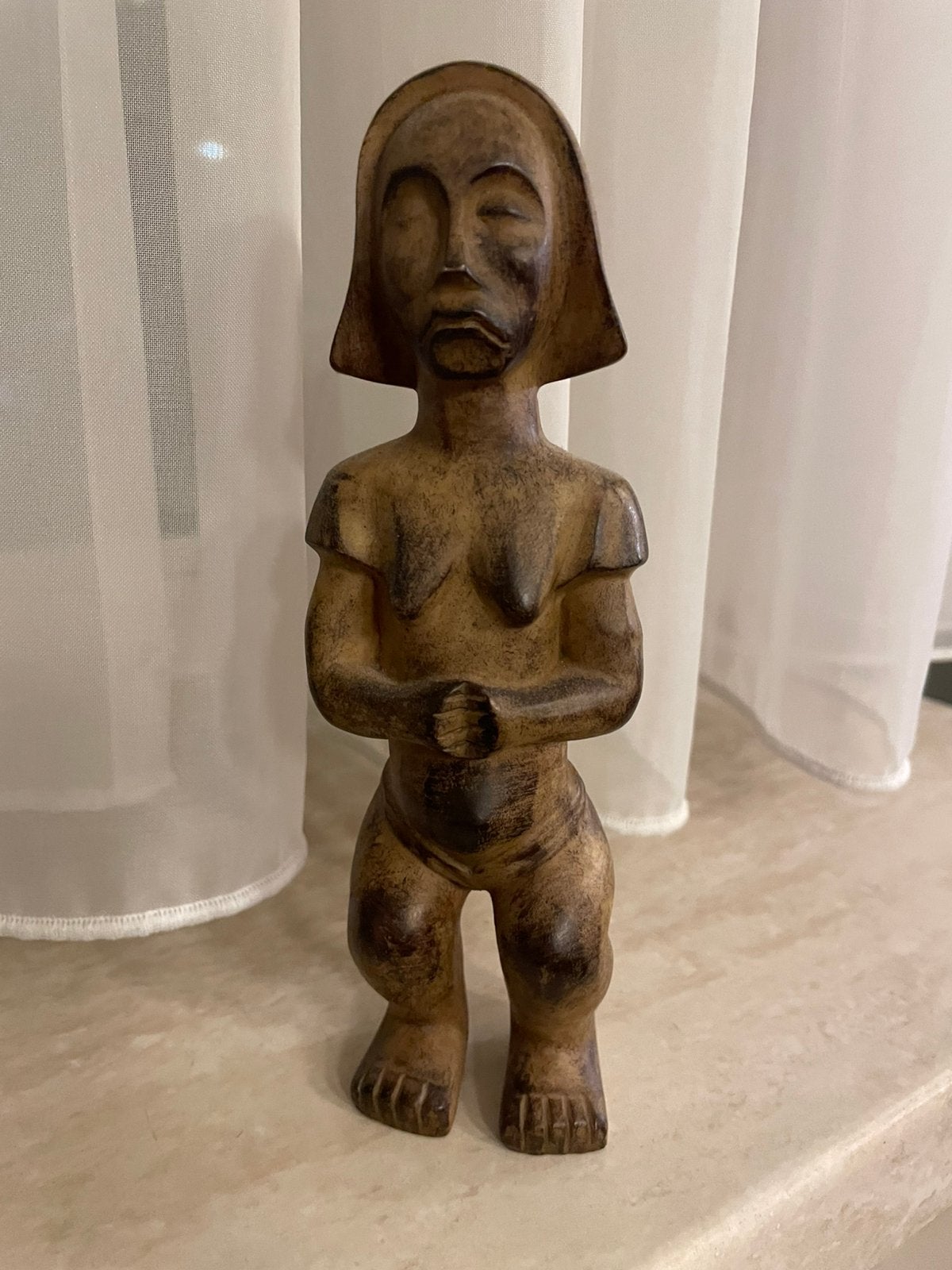 Vrouwenbeeld - Afrikaanse Stijl, Antiek en Kunst, Kunst | Beelden en Houtsnijwerken, Ophalen, Handgemaakt, 20 - 50 cm, Beeld