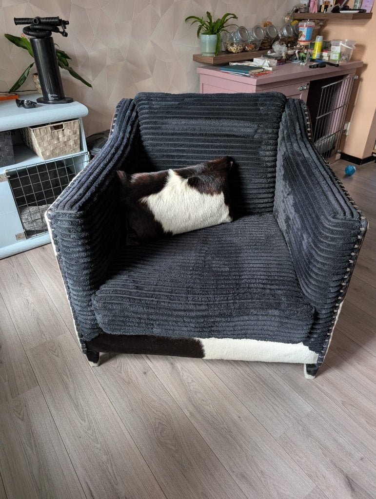 Mooie koeienhuid fauteuil z.g.a.n., Ophalen, 75 tot 100 cm, 75 tot 100 cm, Overige materialen