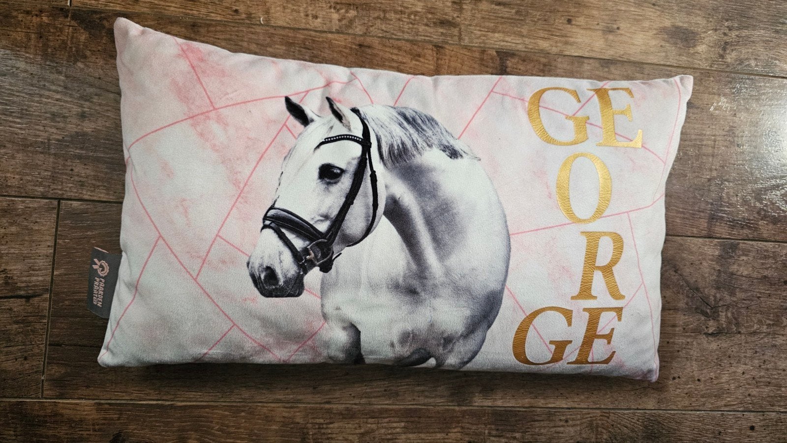 Paarden Praat Kussen - Roze met Paardenprint, Overige merken, Met print, Ophalen of Verzenden, Zo goed als nieuw