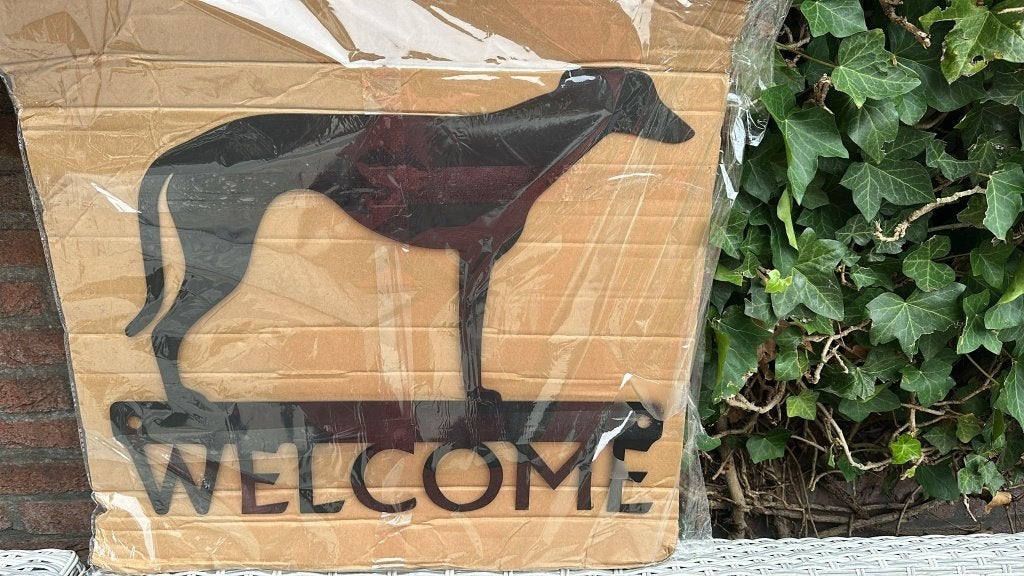 metalen windhond whippet  greyhound welcome, Ophalen of Verzenden