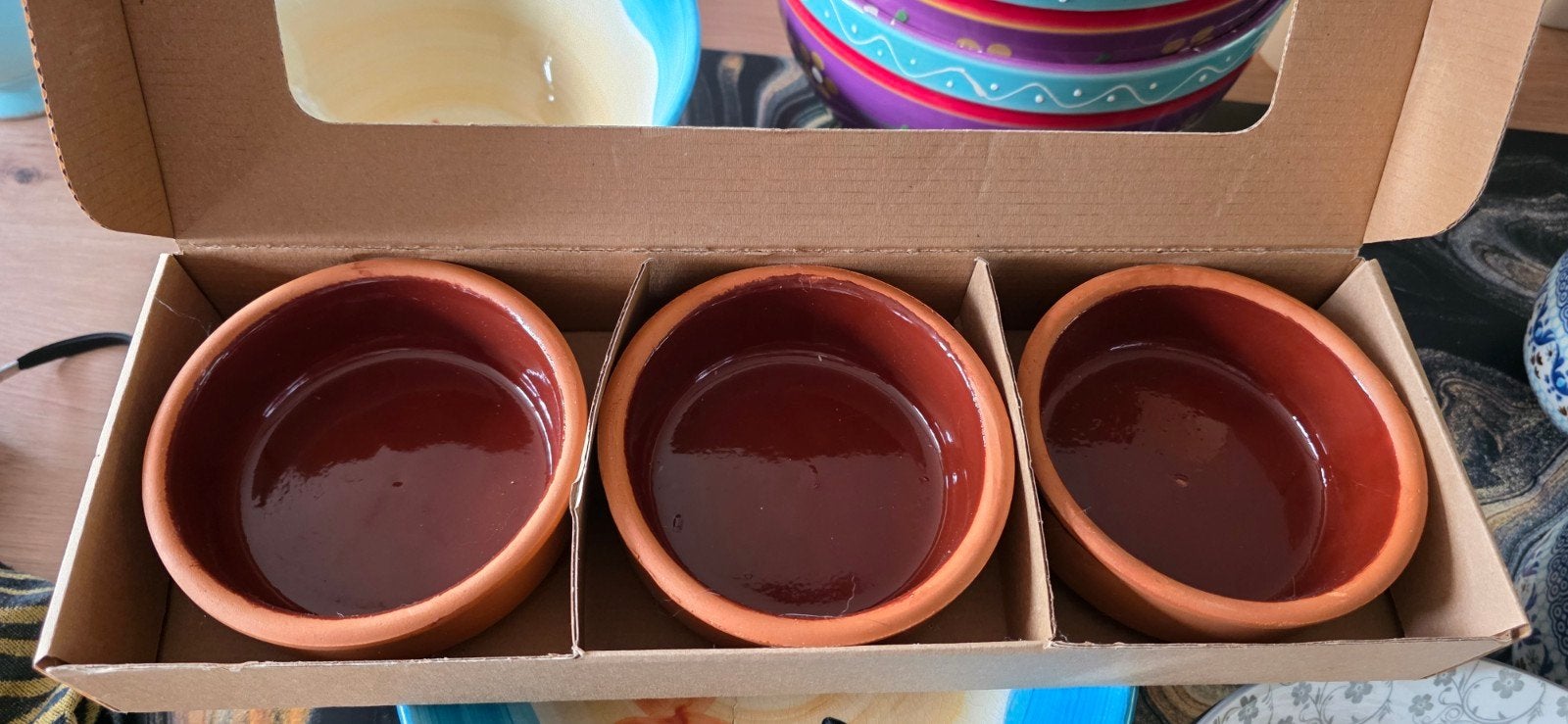 3 Terracotta Tapas Schaaltjes 11,5 cm, Ophalen, Schaal, Rond, Nieuw