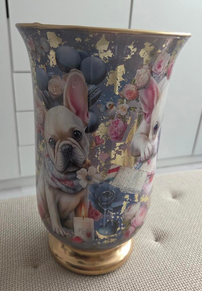 Franse bulldog vaasje, Antiek en Kunst, Ophalen of Verzenden