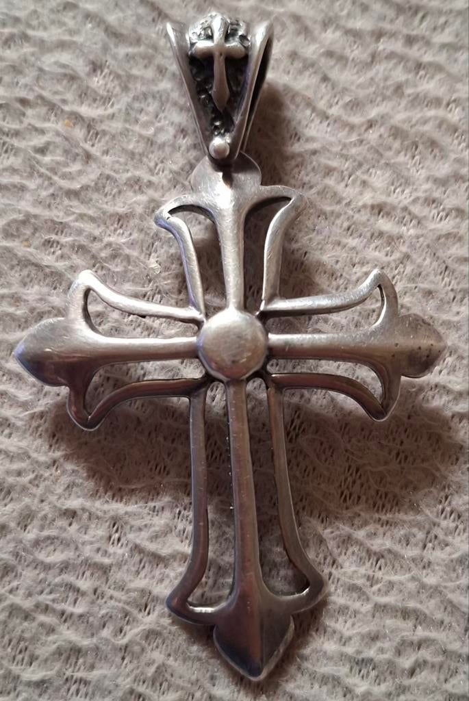 Zilveren kruis 925 gemarkeerd, Gebruikt, Ophalen of Verzenden, Kruis of Symbool, Zilver