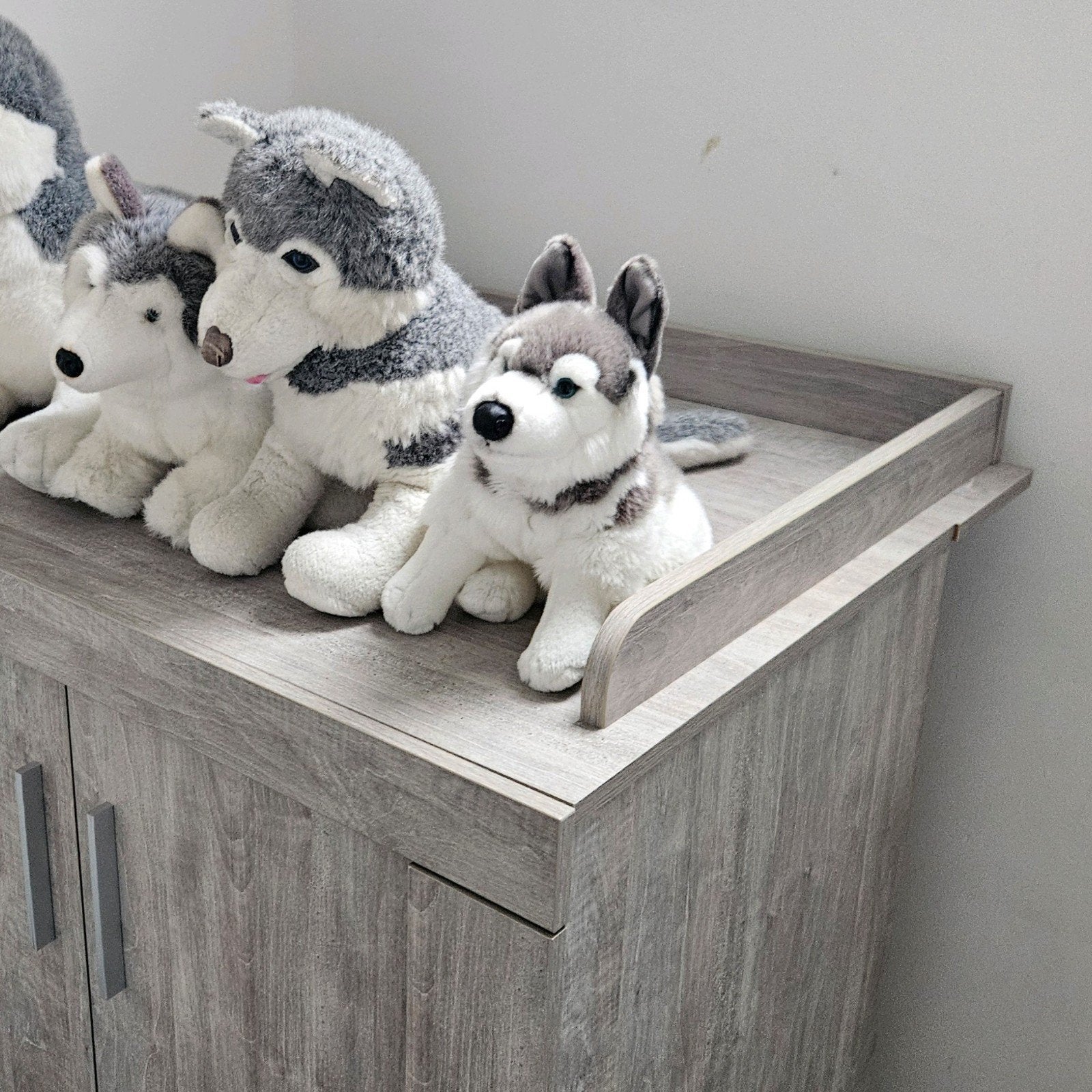 3x Husky Pluche Knuffels Hond, Overige merken, Overige karakters, Grijs, Zo goed als nieuw