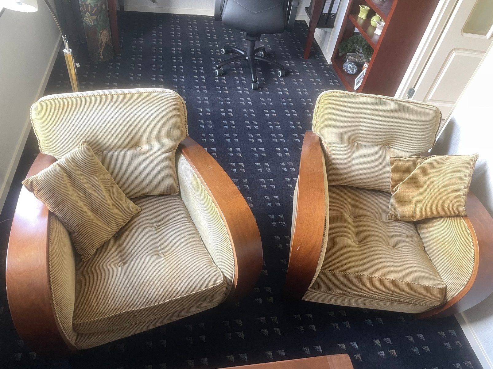 2 Exclusieve Design BANZ Fauteuils + Hocker || Jaren ’90, Ophalen, Zo goed als nieuw, 75 tot 100 cm