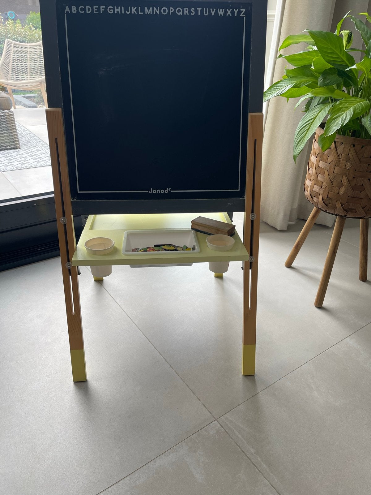 Janod Houten Tekenbord / Schoolbord - Dubbelzijdig, Ophalen, Gebruikt