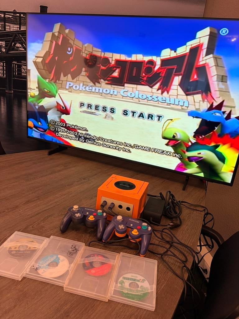 GameCube Spice Orange Japans + 2 Controllers + 5 Games, Overige kleuren, Met 2 controllers, Ophalen of Verzenden, Gebruikt