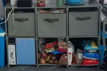 Vakkenkast Bo-Camp staal met stoffen doeken, incl. 3 bakken, Ophalen of Verzenden, Zo goed als nieuw