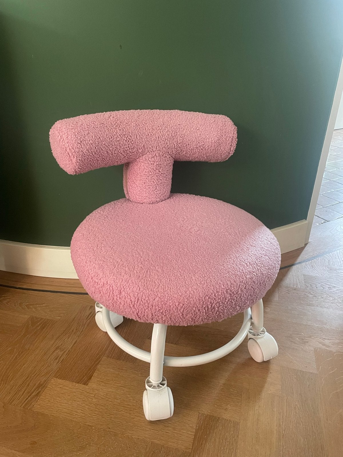 Roze Rollende Krukstoel met Rugleuning - Thuis & Kantoor, Ophalen, Kunststof, Overige kleuren, Nieuw