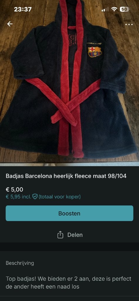 badjas Barcelona origineel 98/104 en 110, Onbekend, Ophalen, Gedragen, Maat 34 (XS) of kleiner