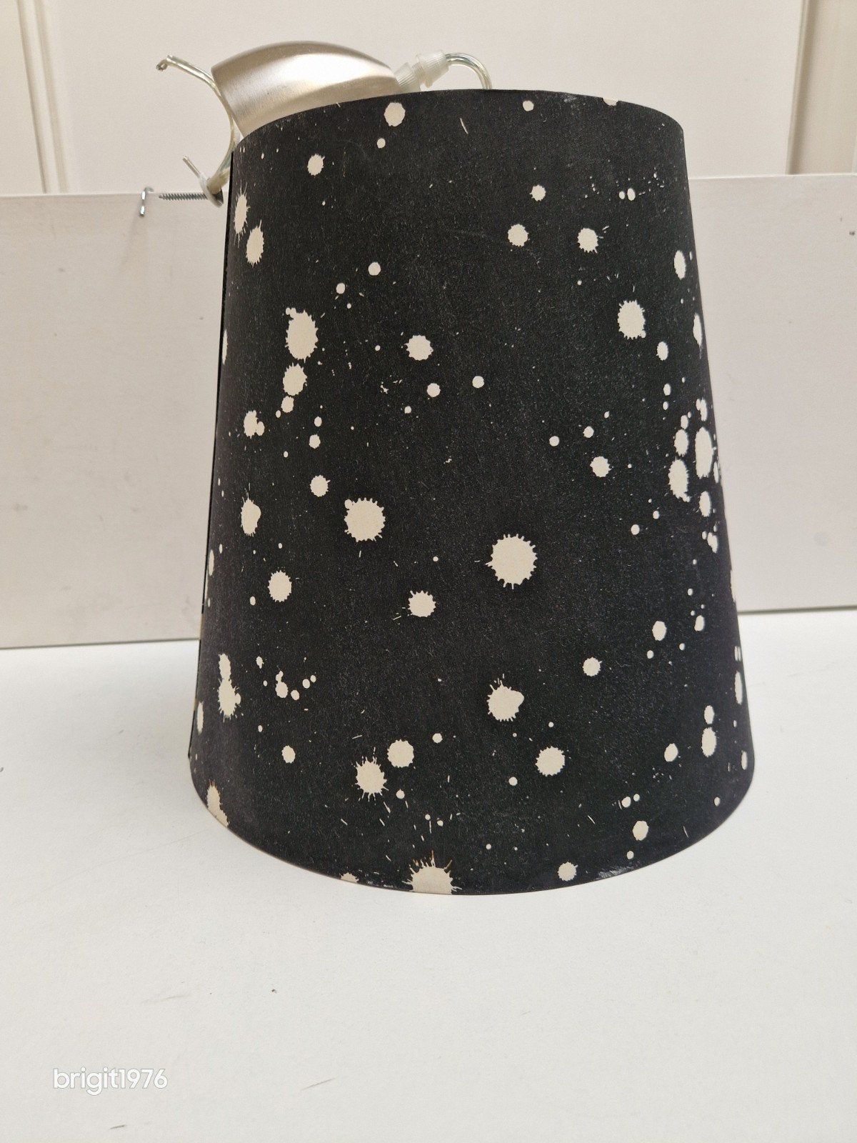 Grote IKEA lampenkap - Zwart met witte spetters, Hanglamp, Gebruikt, Zwart, Rond