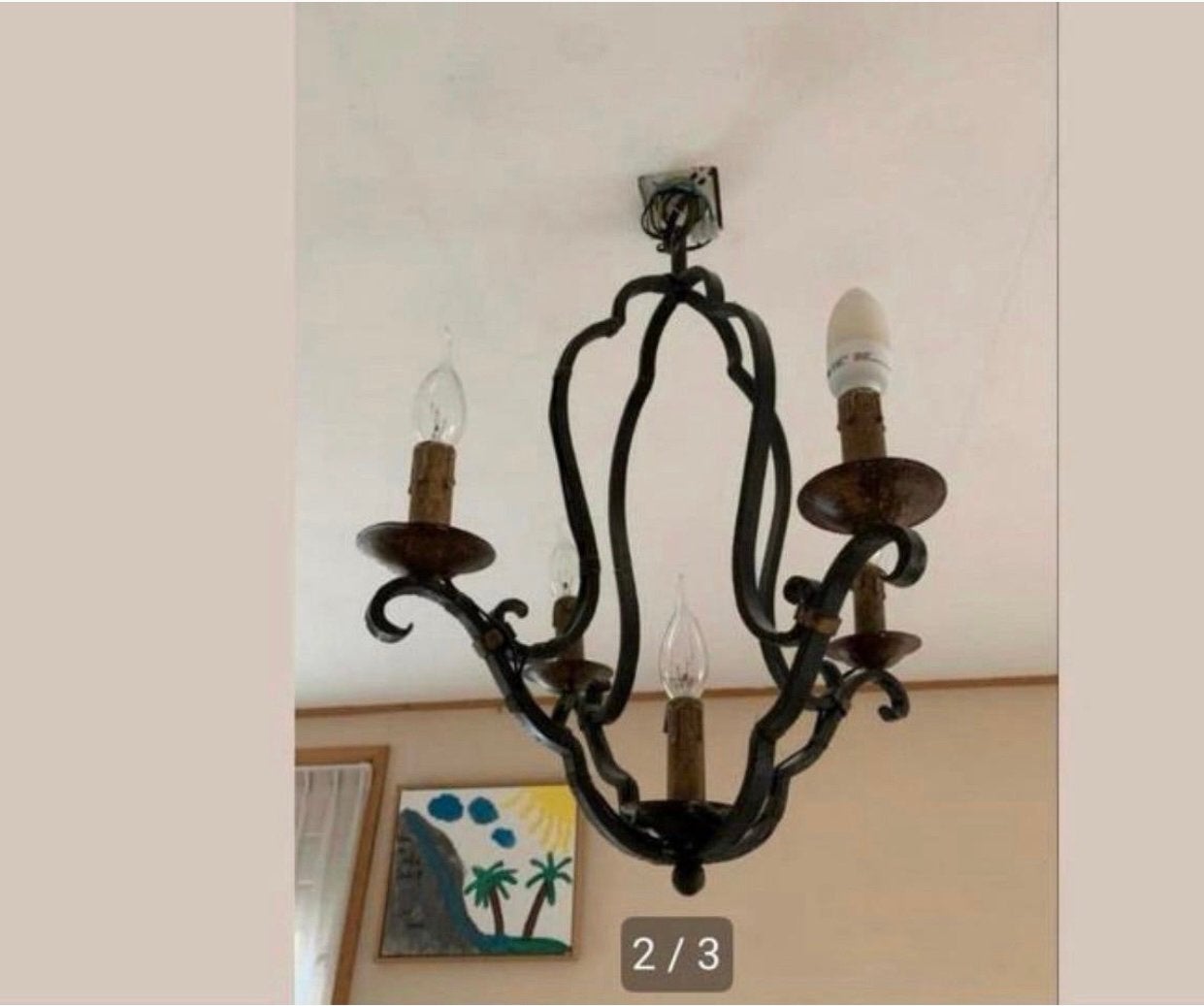 Antieke Kroonluchter, Huis en Inrichting, Ophalen of Verzenden, Gebruikt, Metaal