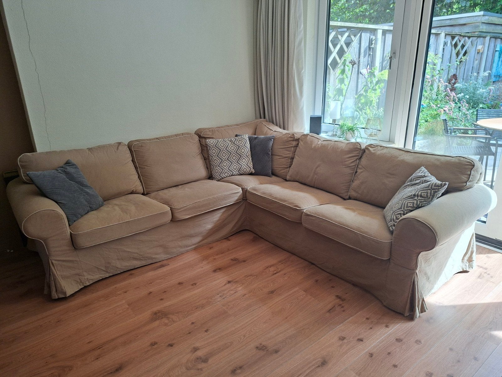 IKEA Ektorp 4-zits bank, bruin, Ophalen, 250 tot 300 cm, Hoekbank, 75 tot 100 cm