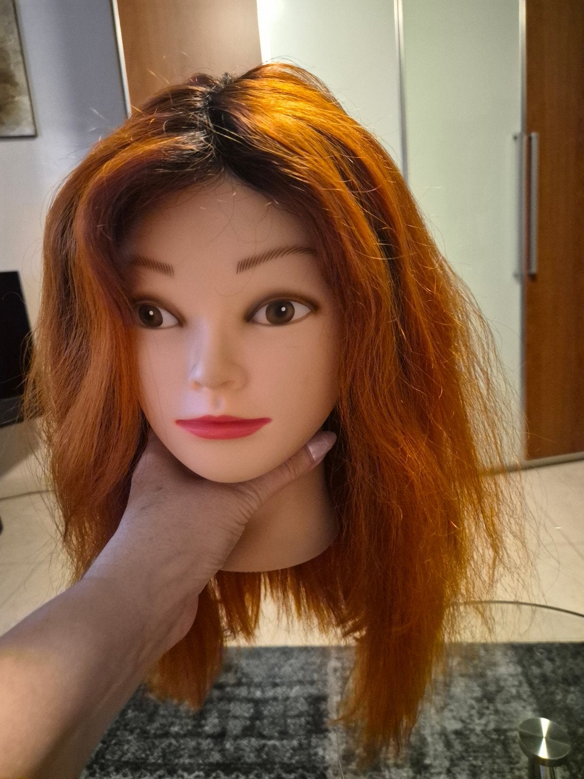 haarwerk koper pruik echt haar haarwerk, Verzenden, Zo goed als nieuw, Pruik of Haarverlenging