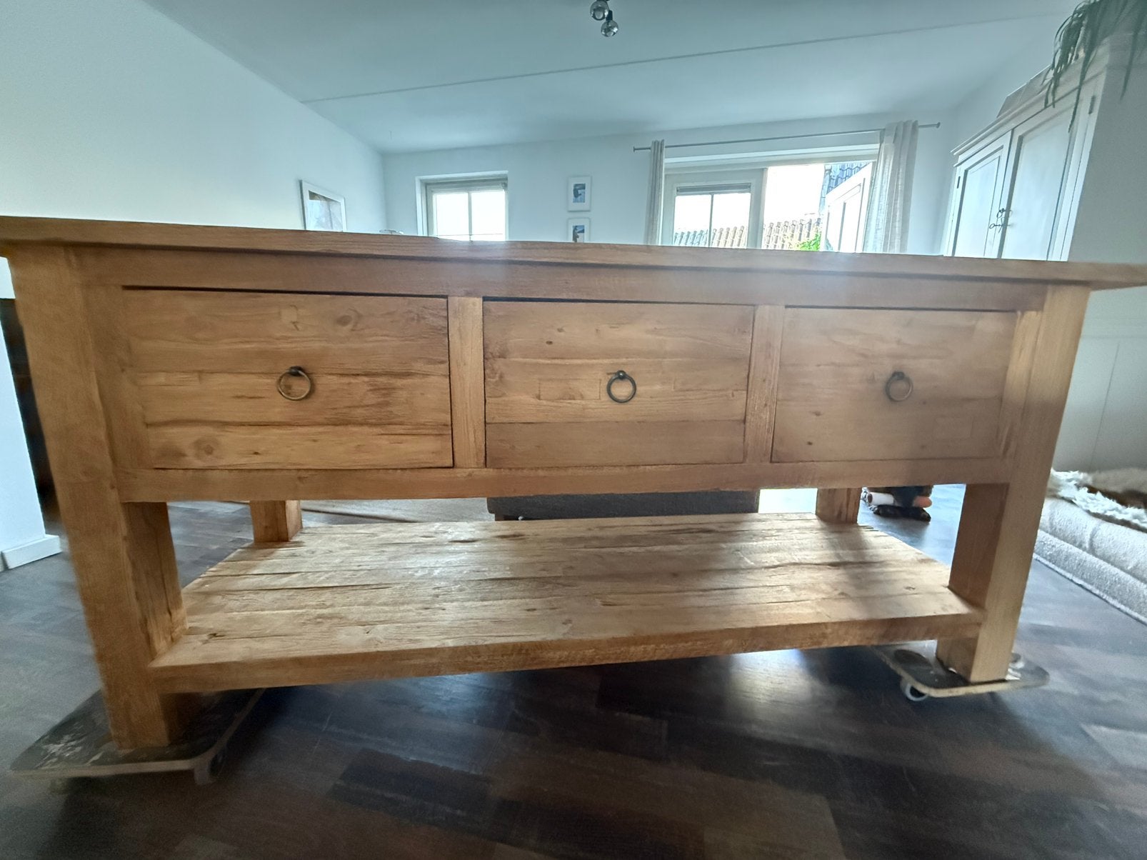 Stoer AnTeak dressoir – reclaimed timber – 185 cm, Ophalen, 200 cm of meer, Zo goed als nieuw, 25 tot 50 cm
