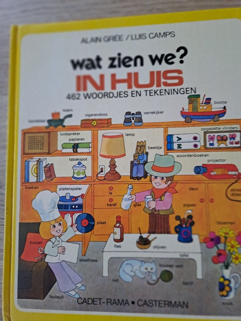 WAT ZIEN WE IN HUIS? WOORDJES EN TEKENINGEN. RETRO 1973., Boeken, Gelezen, Alain Gree., Fictie algemeen, Jongen of Meisje
