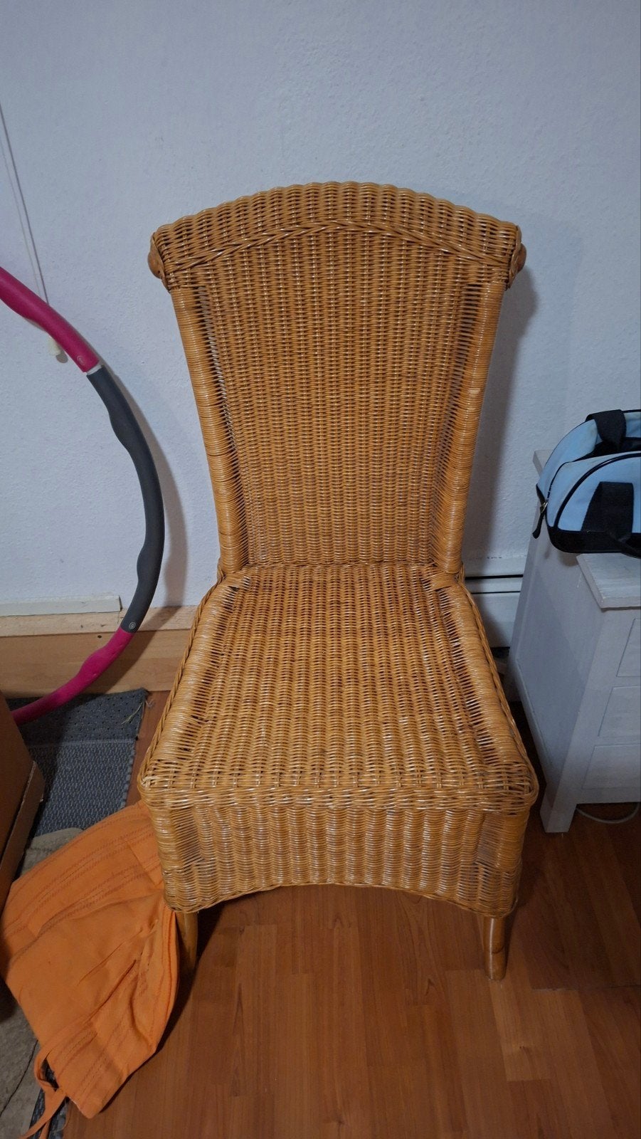 Rotan stoel met hoge rugleuning, Bohemian, Landelijk, Gebruikt, Overige kleuren, Riet of Rotan
