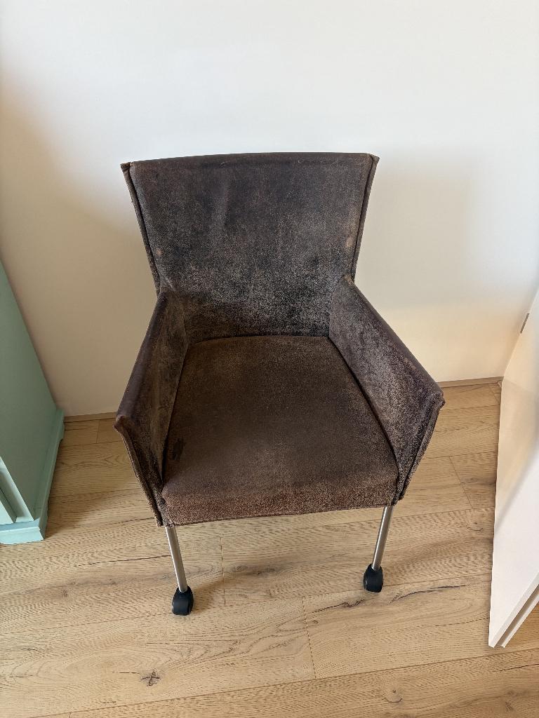 Eetkamerstoelen op wielen, Ophalen, Gebruikt, Bruin, Leer