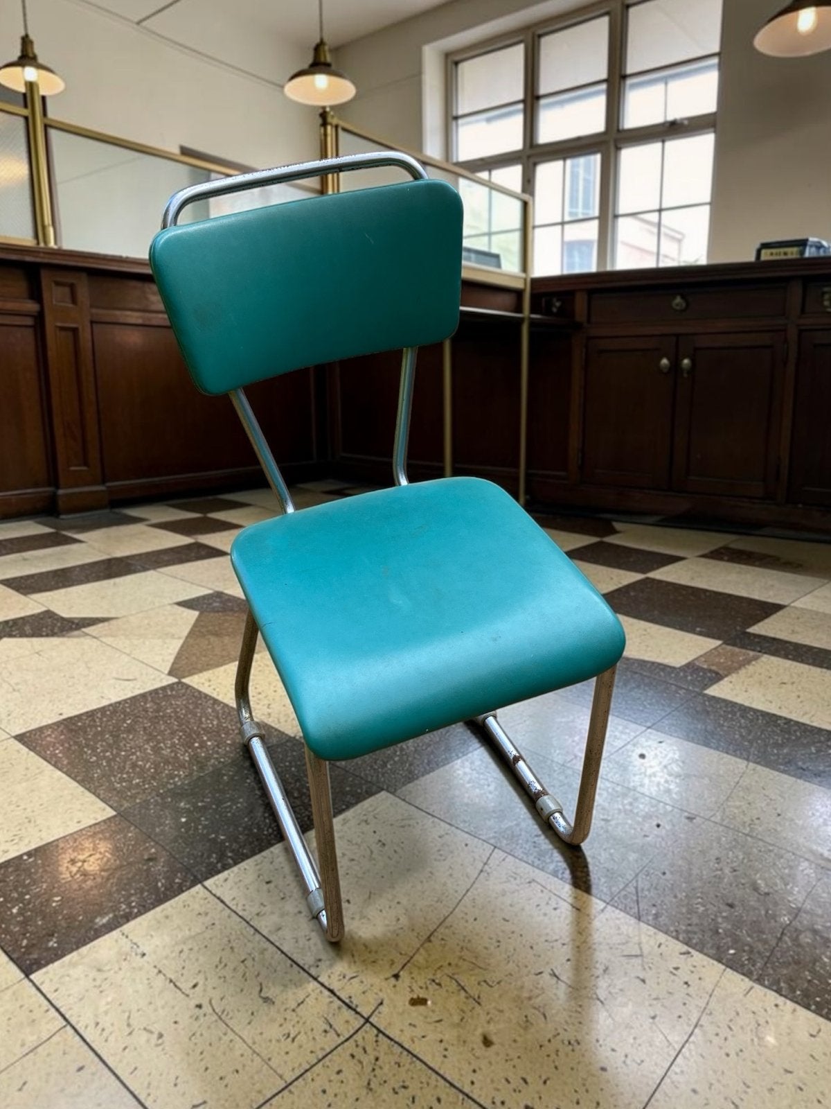 Gispen 114 Hofmann PTT stoel, smaragdgroen, Ophalen