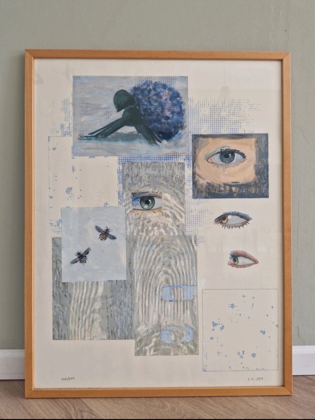 Carl Palazzolo Zeefdruk - Ogen, Bijen en Abstracte Vormen, Gelimiteerde oplage, Ophalen of Verzenden, Abstract, Zeefdruk