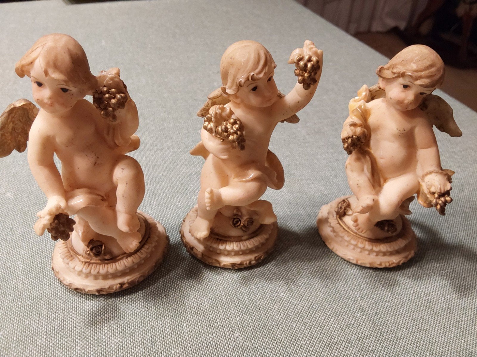 Set van 3 Engelen Beeldjes - Decoratieve Cherubijnen, Ophalen of Verzenden, Gebruikt, Religie