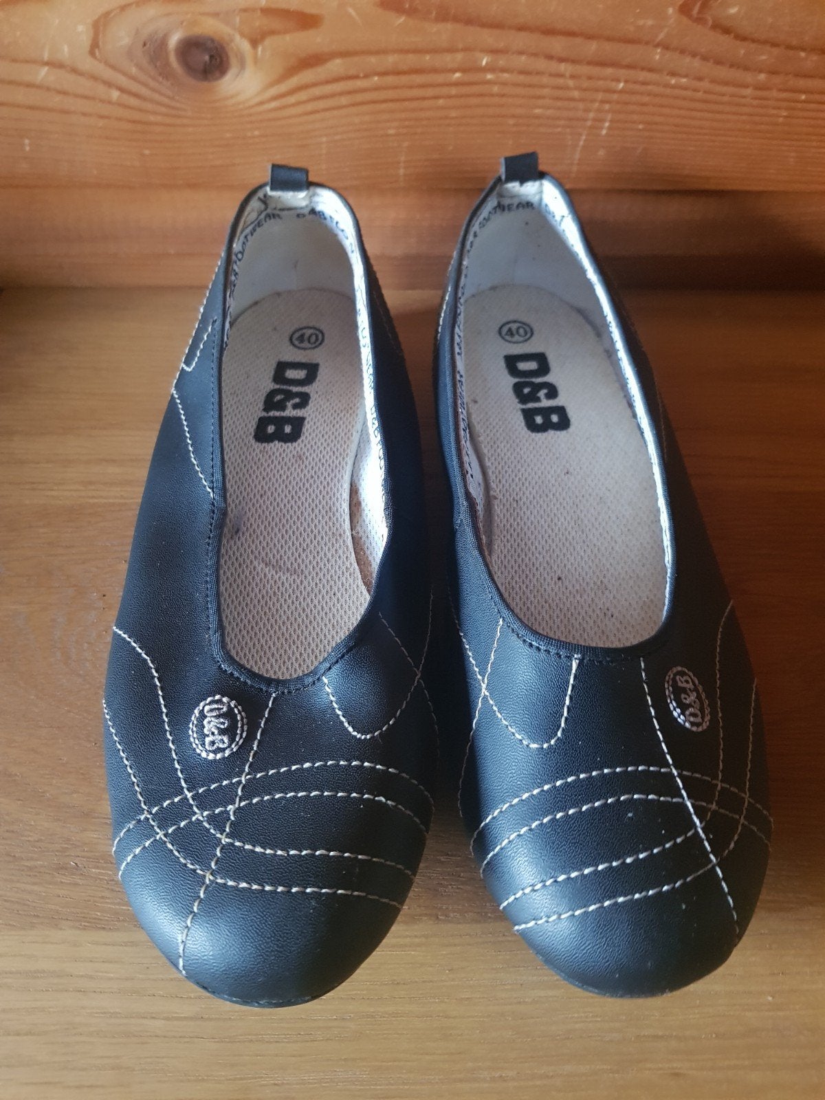 Comfortabele zwarte lederen D&B ballerina's/instappers –39, Ophalen of Verzenden, Zwart, Instappers