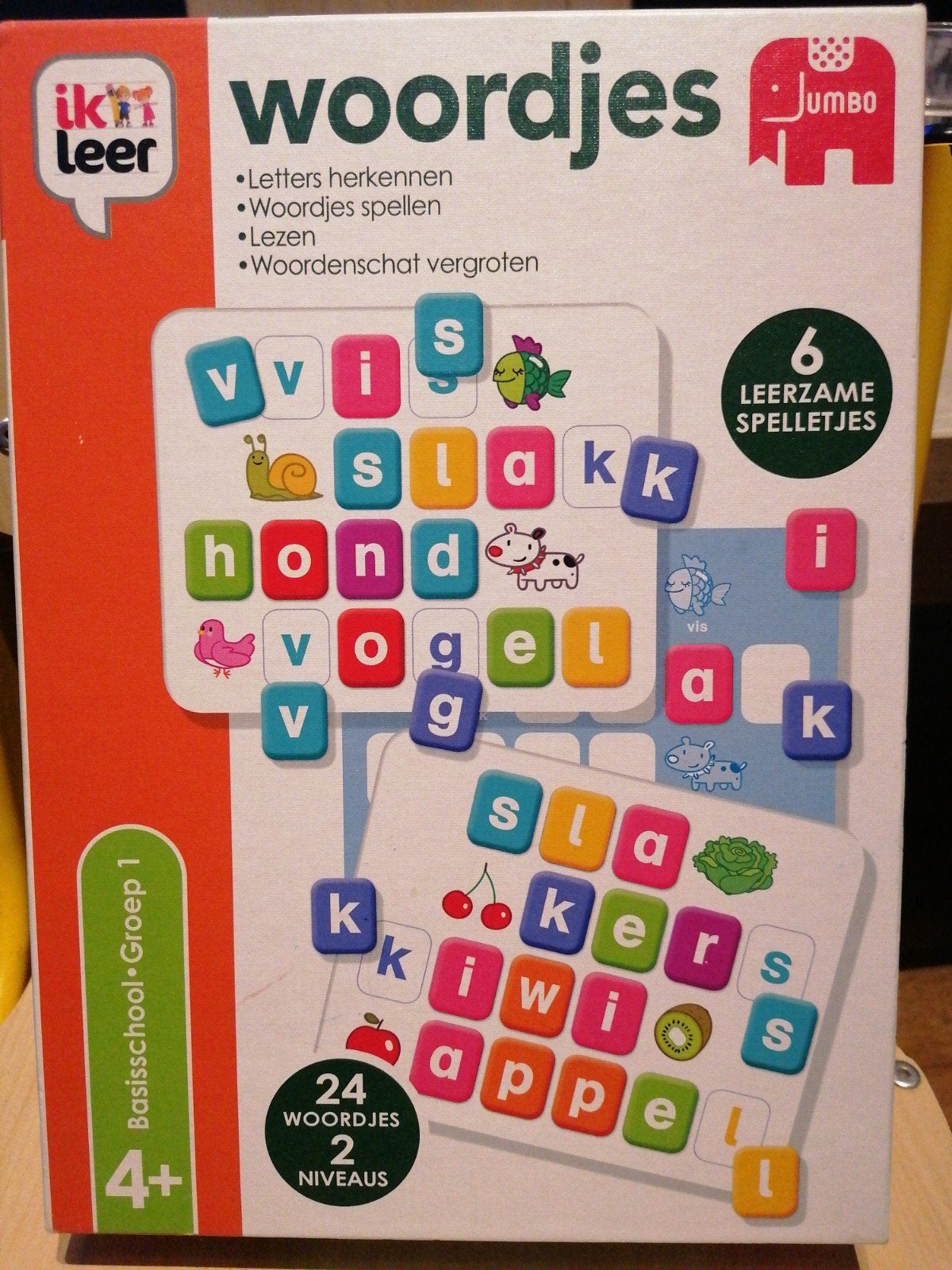 Jumbo Ik Leer Woordjes - Educatief Spel (4 tegels missen), Ophalen of Verzenden, Zo goed als nieuw, Puzzelen