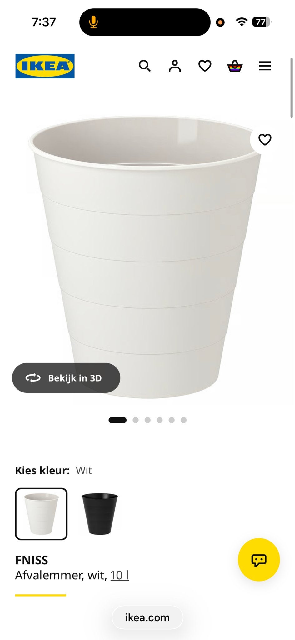 IKEA FNISS Afvalemmer doorzichtig - 10 Liter, Ophalen, Kunststof, Zo goed als nieuw, 5 – 50