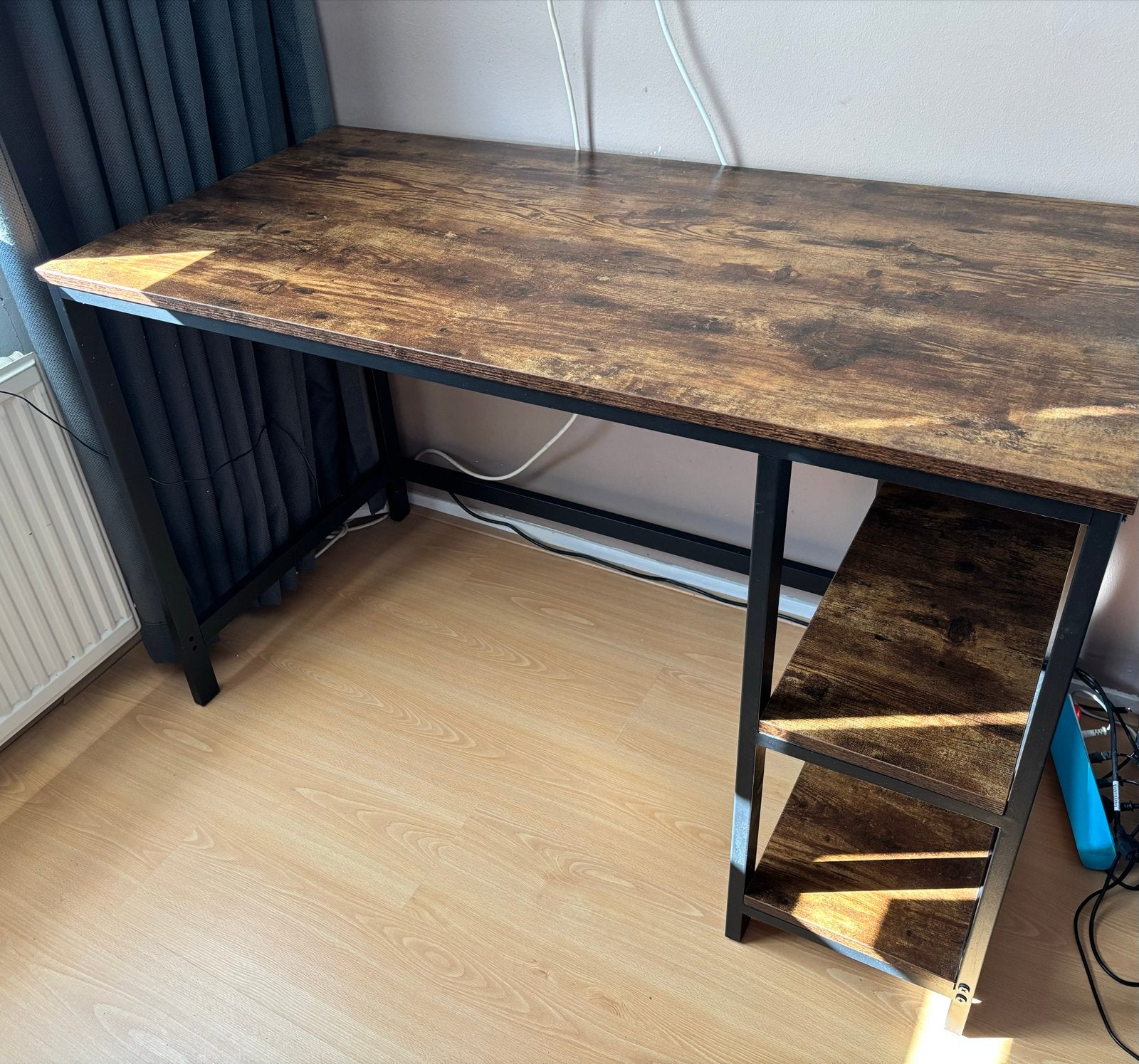 Industrieel bureau met opbergruimte 120x60, Ophalen, Opbergruimte, 120 cm, Hout