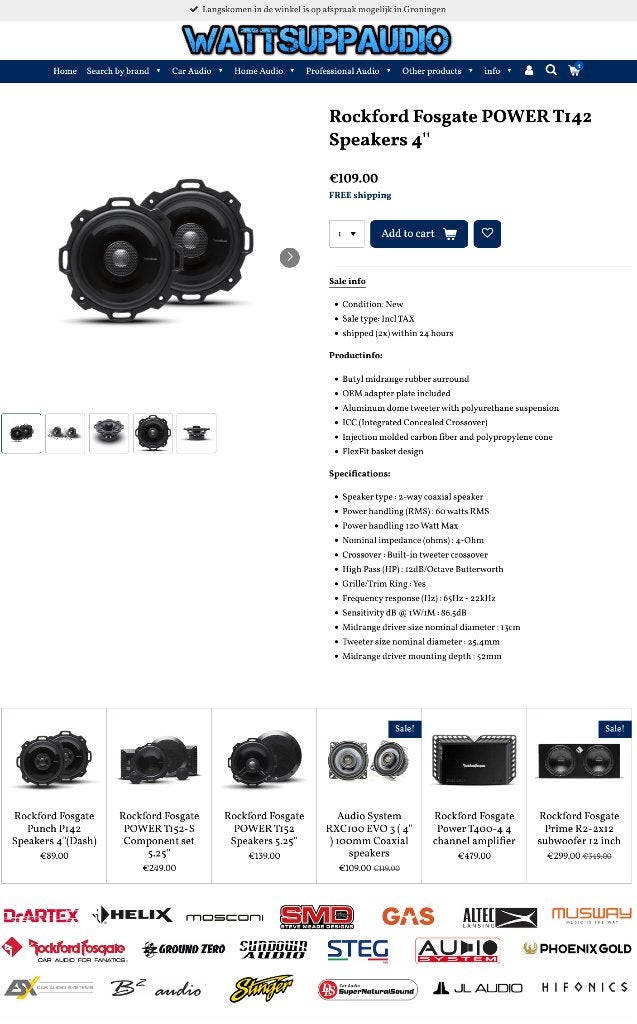 Rockford Fosgate POWER T142 Speakers 4 inch, Audio Design, Nieuw, Am Breilingsweg 3, 76709 Kronau, Duitsland, Ophalen of Verzenden