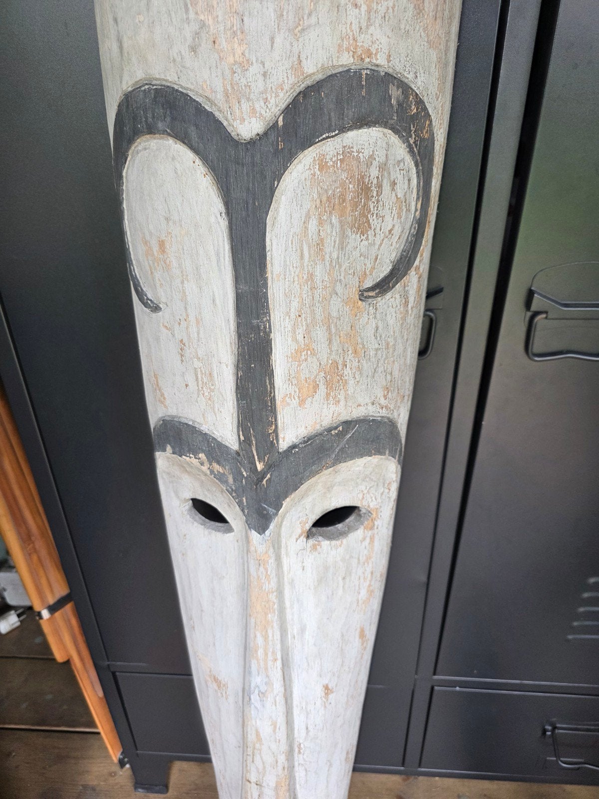 Groot Afrikaans houten masker - 150 cm wanddecoratie, Geschilderd, Afrika, Masker, Meerkleurig