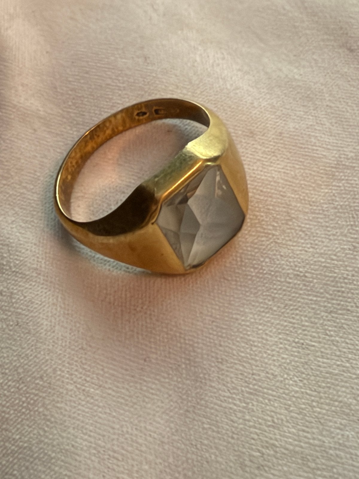 Gouden Zegelring met facetgeslepen steen, Sieraden, Tassen en Uiterlijk, Ringen, Ophalen, 18 tot 19, Gebruikt, Dame of Heer