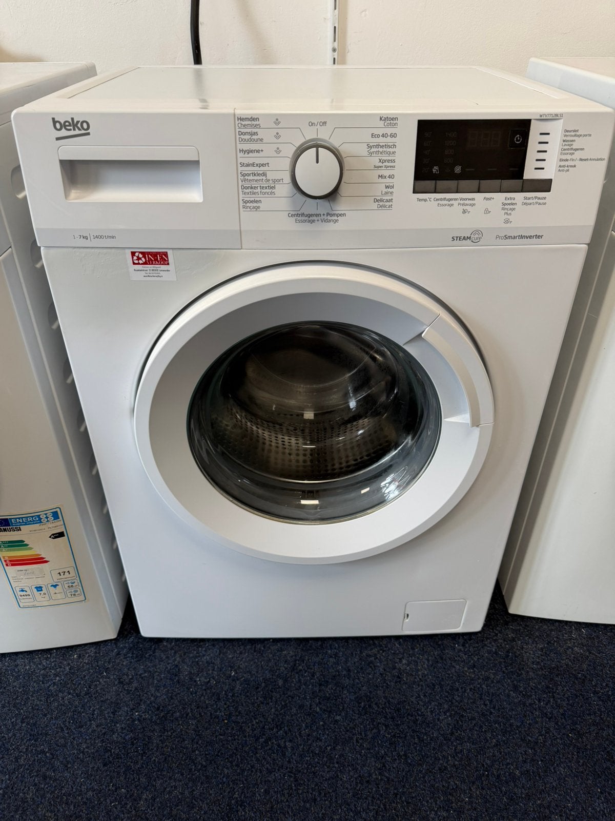 Beko steam 7kg 1400 toeren incl garantie&bezorgen, Ophalen, Nulachtenvijftig.nl, Zo goed als nieuw, 85 tot 90 cm