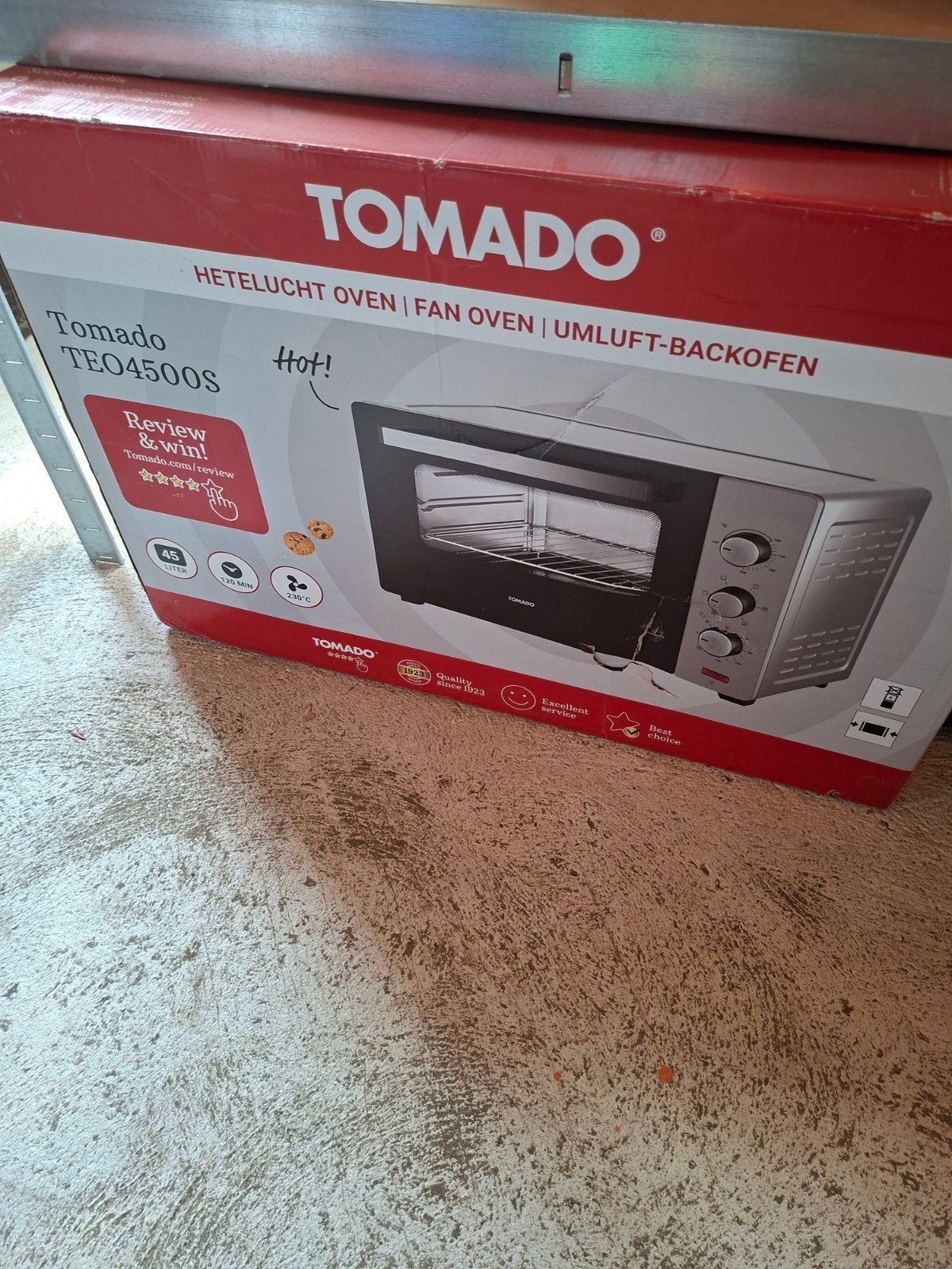 Tomado TEO4500S Hetelucht Oven - half jaar gebruikt, Minder dan 45 cm, Overige merken, Minder dan 45 cm, Hete lucht