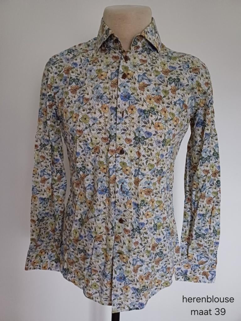 Heren blouse gebloemd maat 39, Ophalen of Verzenden