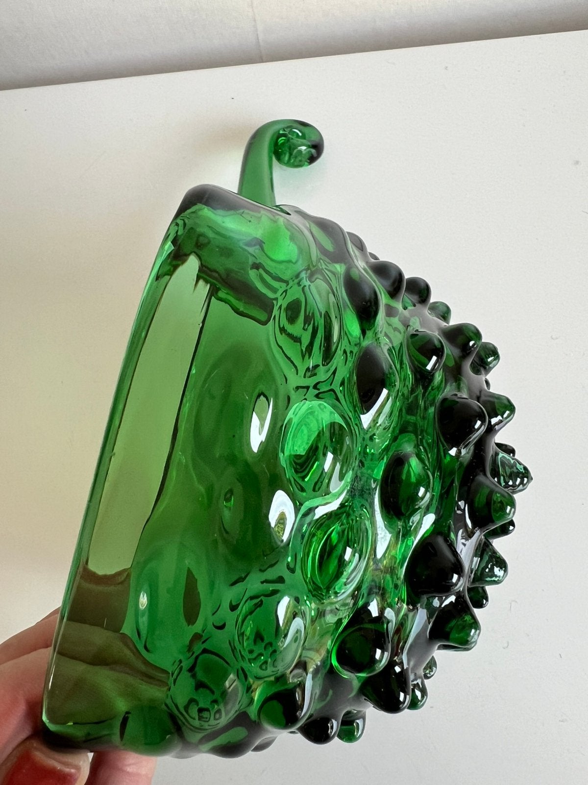 Vintage Empoli Italy Hobnail Schaal Smaragdgroen 60’s, Ophalen of Verzenden