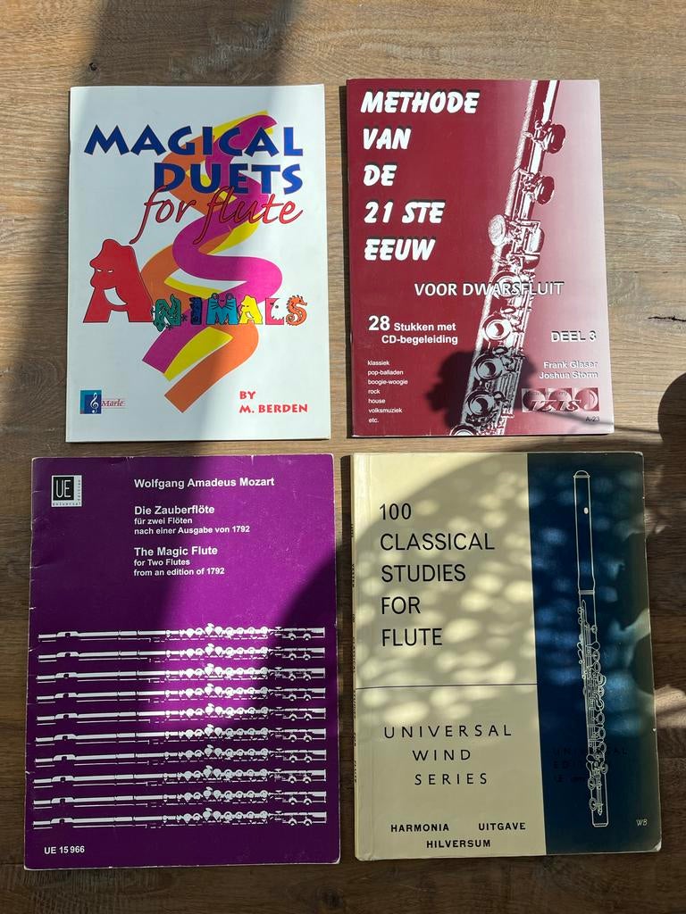 4x dwarsfluit bladmuziek: Mozart, studies en duetten (metcd), Muziek en Instrumenten, Klassiek, Les of Cursus, Dwarsfluit of Piccolo