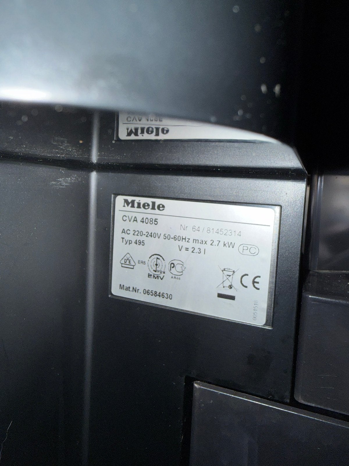 Miele CVA 4085 Volautomatische Inbouw Koffiemachine, Ophalen, Gebruikt, Koffiemachine, Koffiebonen