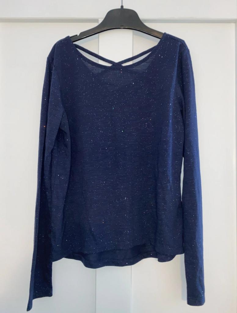 Glitter shirtje met open rug - H&M, Kleding | Dames, Tops, Overige kleuren, Ophalen of Verzenden, Zo goed als nieuw, Lange mouw