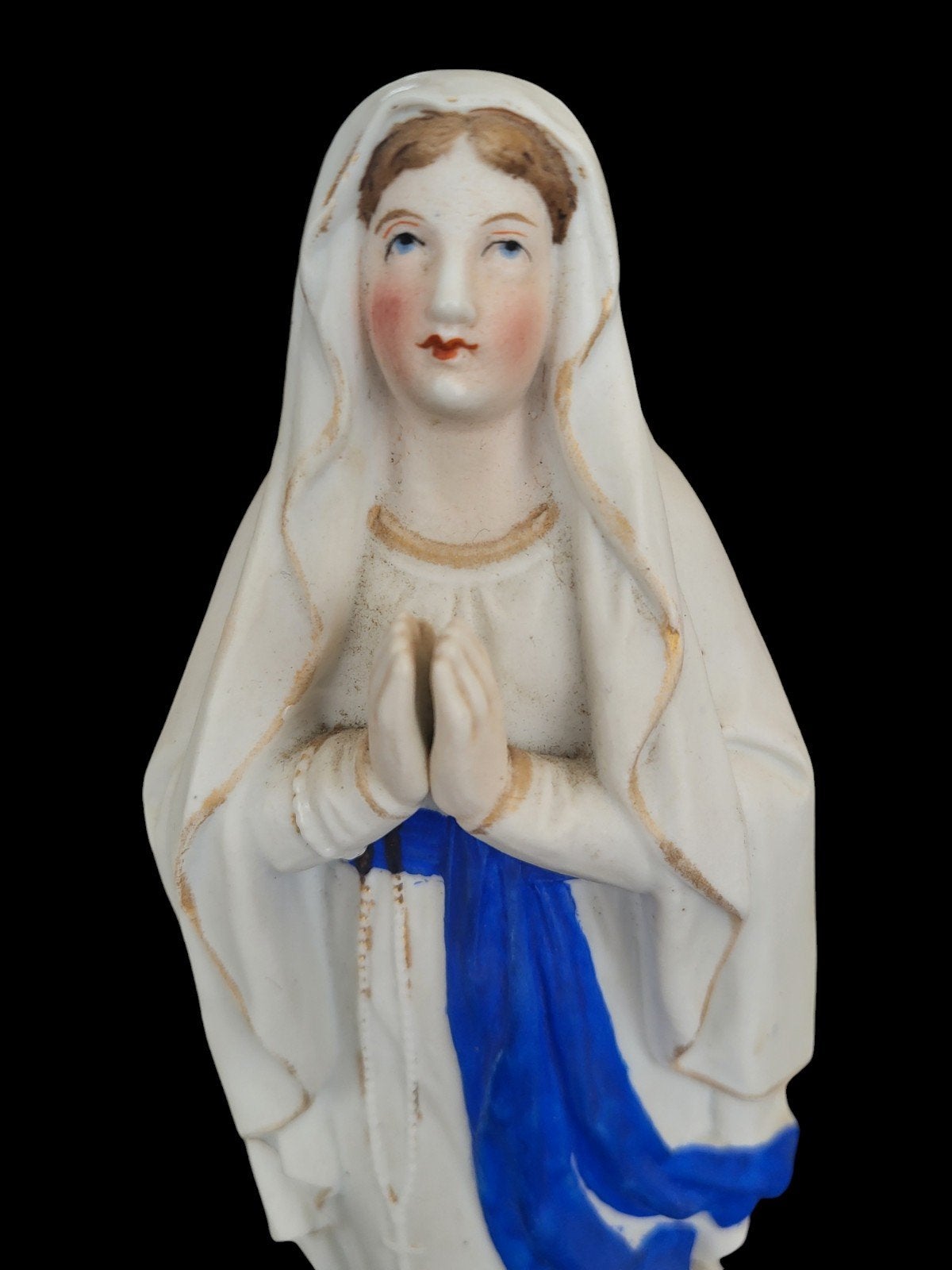 Antiek Mariabeeld - Porselein - Biscuit - Handgeschilderd, Antiek en Kunst, Ophalen of Verzenden