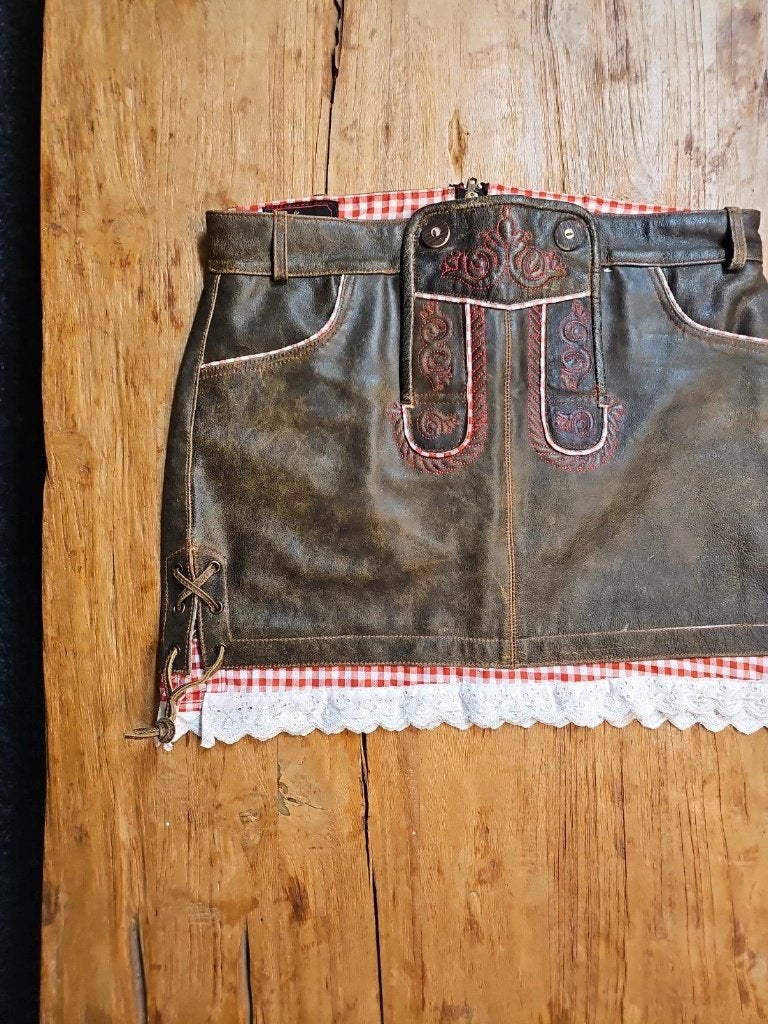 Lederhosen rok dames, Bruin, Maat 46/48 (XL) of groter, Djt@dejuistetoon.eu, Ophalen of Verzenden