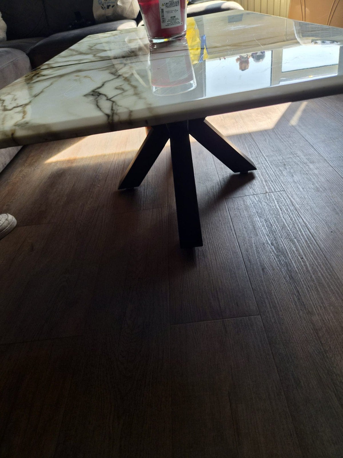 marmer wit salontafel en eettafel, Ophalen, Gebruikt, Rechthoekig, Marmer