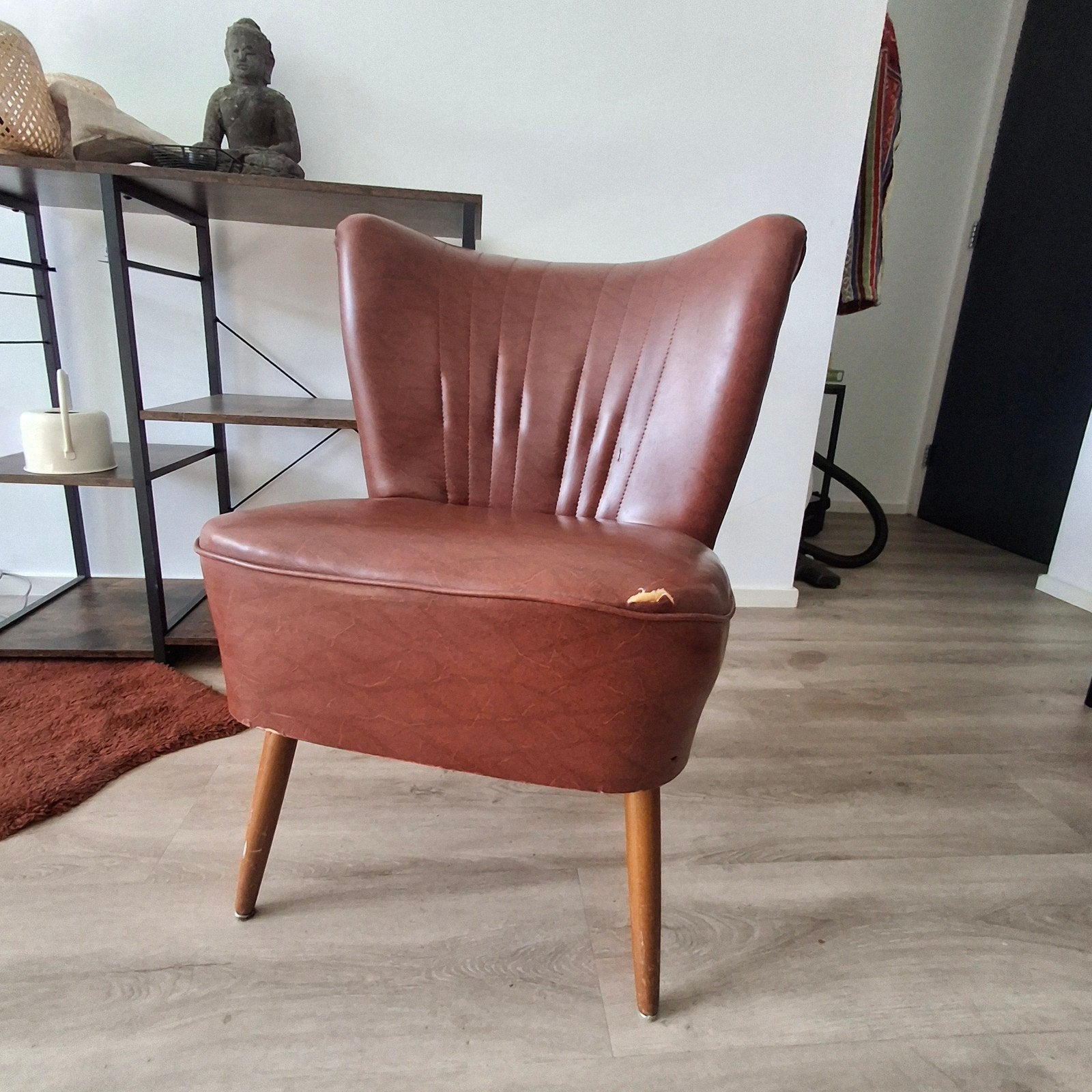 vintage retro stoel, Ophalen, Gebruikt, Vintage, Leer