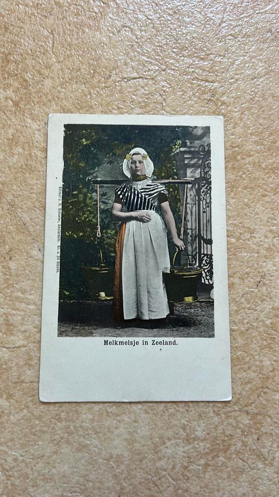 Zeeuws melkmeisje in klederdracht, Verzamelen, Ophalen of Verzenden, Voor 1920, Ongelopen, Klederdracht