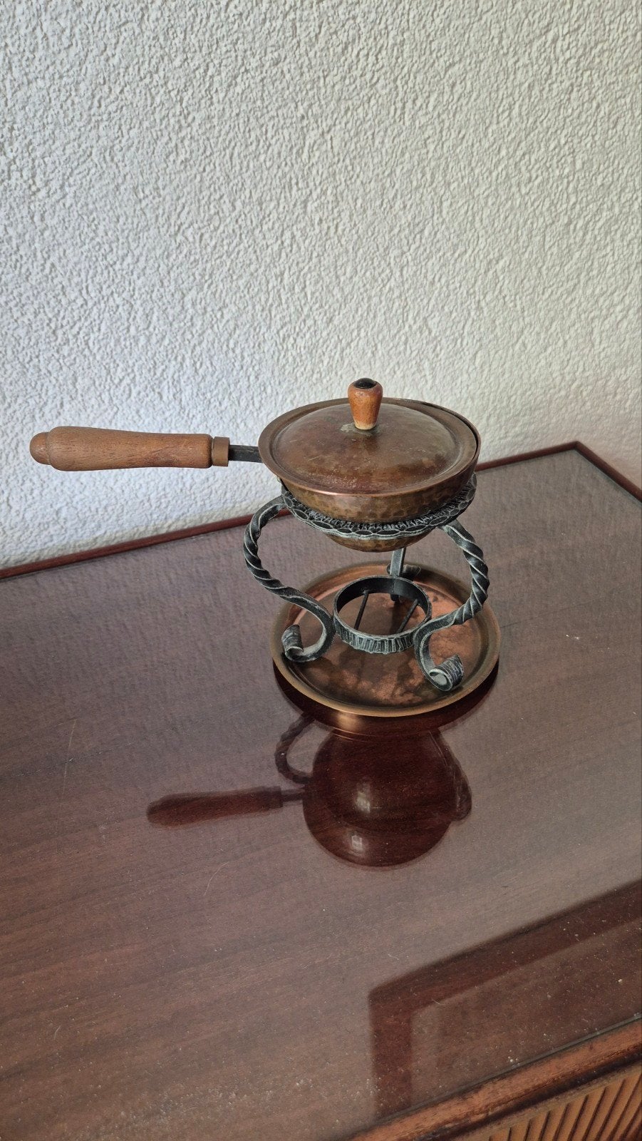 Vintage Koperen rechaud/ sauzenverwarmer, Ophalen of Verzenden