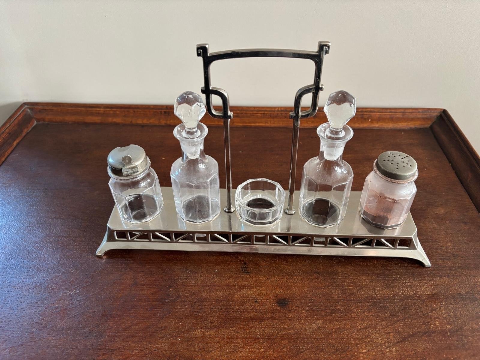 Antiek/Vintage Olie- en Azijnstel (Menage/Cruet Set), Ophalen of Verzenden