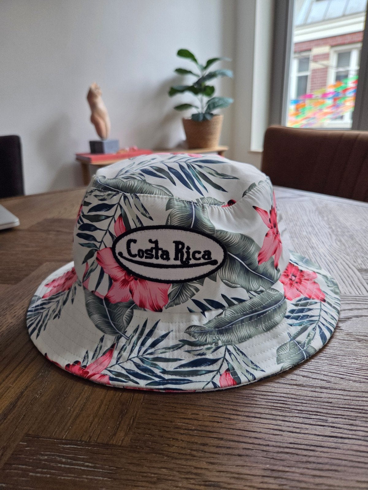 Bucket Hat met tropische print en 'Costa Rica' patch, Kleding | Dames, Lucky 7 USA, Hoed, Zo goed als nieuw, One size fits all