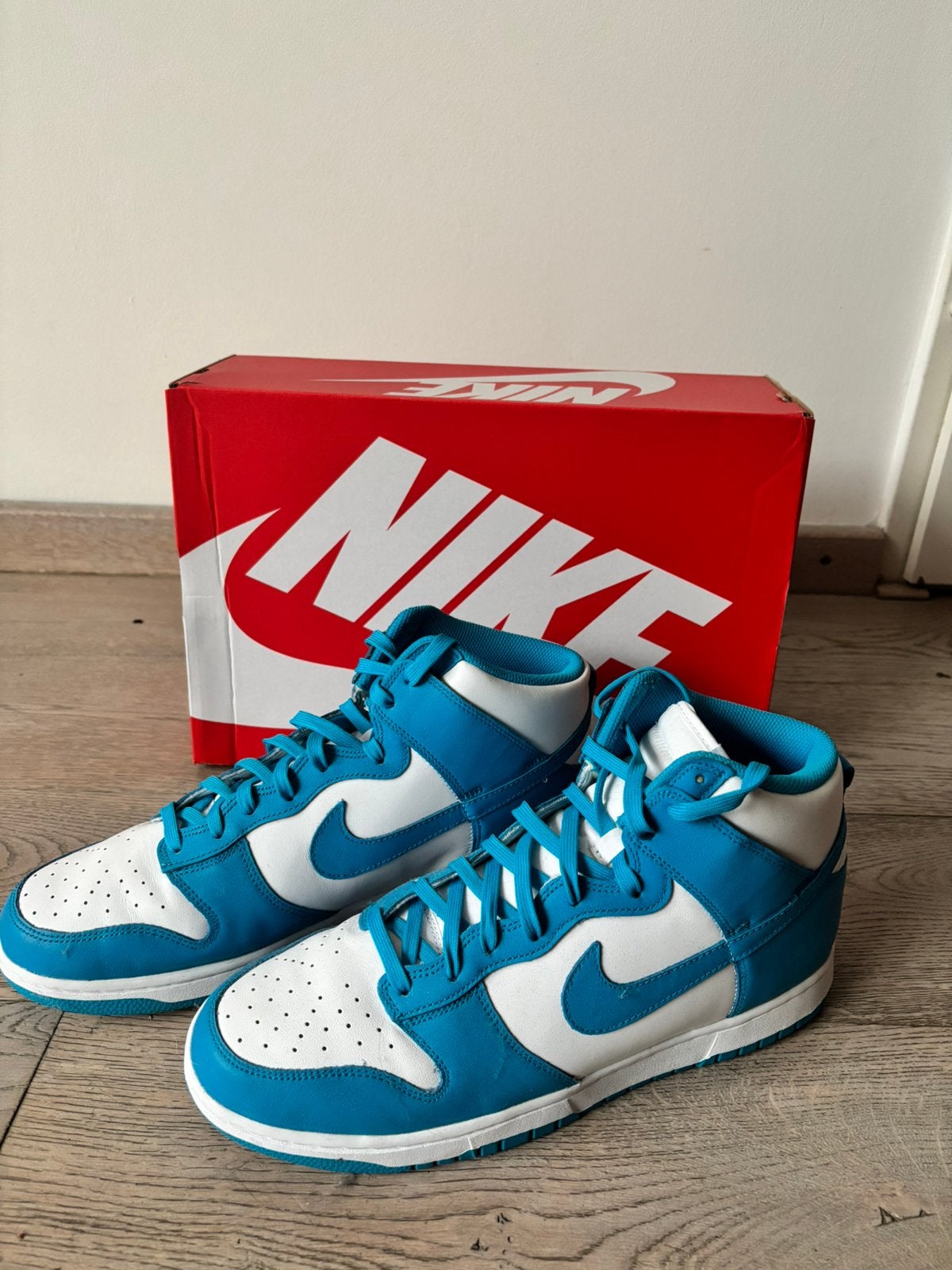 Nike Dunk Hi Retro maat 45,5, Kleding | Heren, Schoenen, Ophalen of Verzenden, Nieuw, Blauw