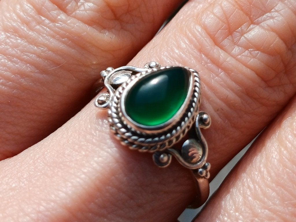 Vanoli 925 zilveren ring met groene agaat maat 18,25, Daiva1973@hotmail.com, 18 tot 19, Vanoli, Amsterdam