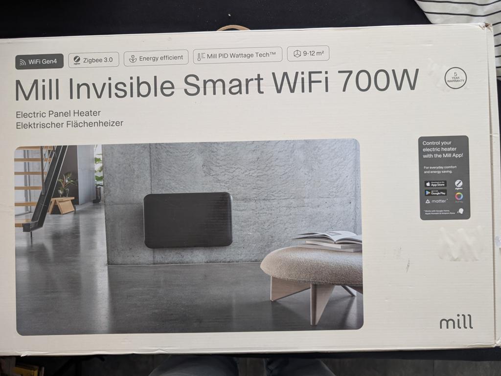 Mill Invisible Smart WiFi 700W Elektrische Paneel Kachel, 500 tot 800 watt, Minder dan 30 cm, Minder dan 60 cm, Ophalen of Verzenden